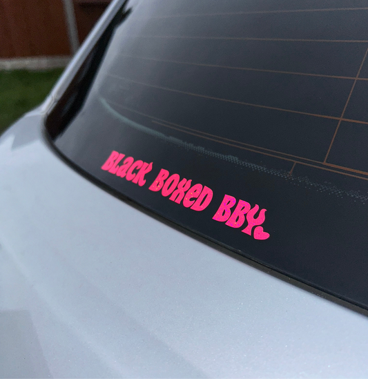 Black boxed bby sticker