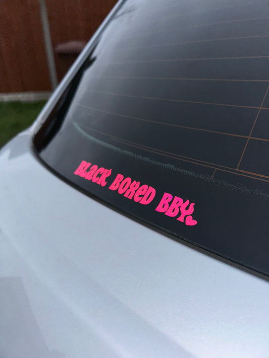 Black boxed bby sticker